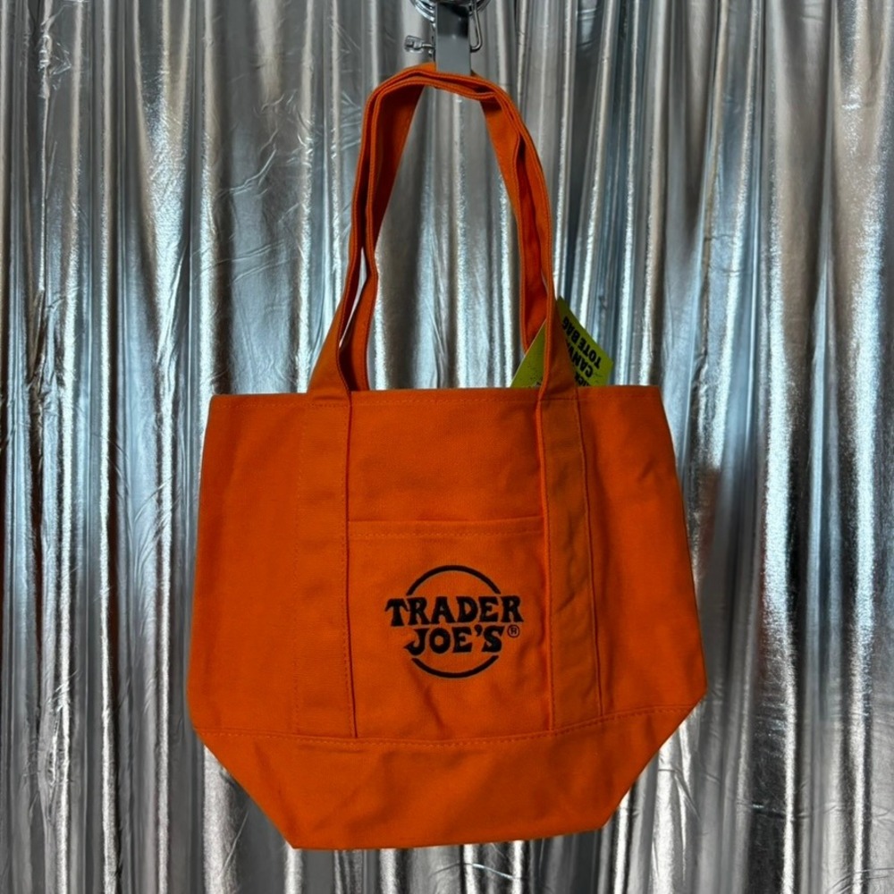 Trader Joe's Orange Halloween Mini Canvas Tote Bag